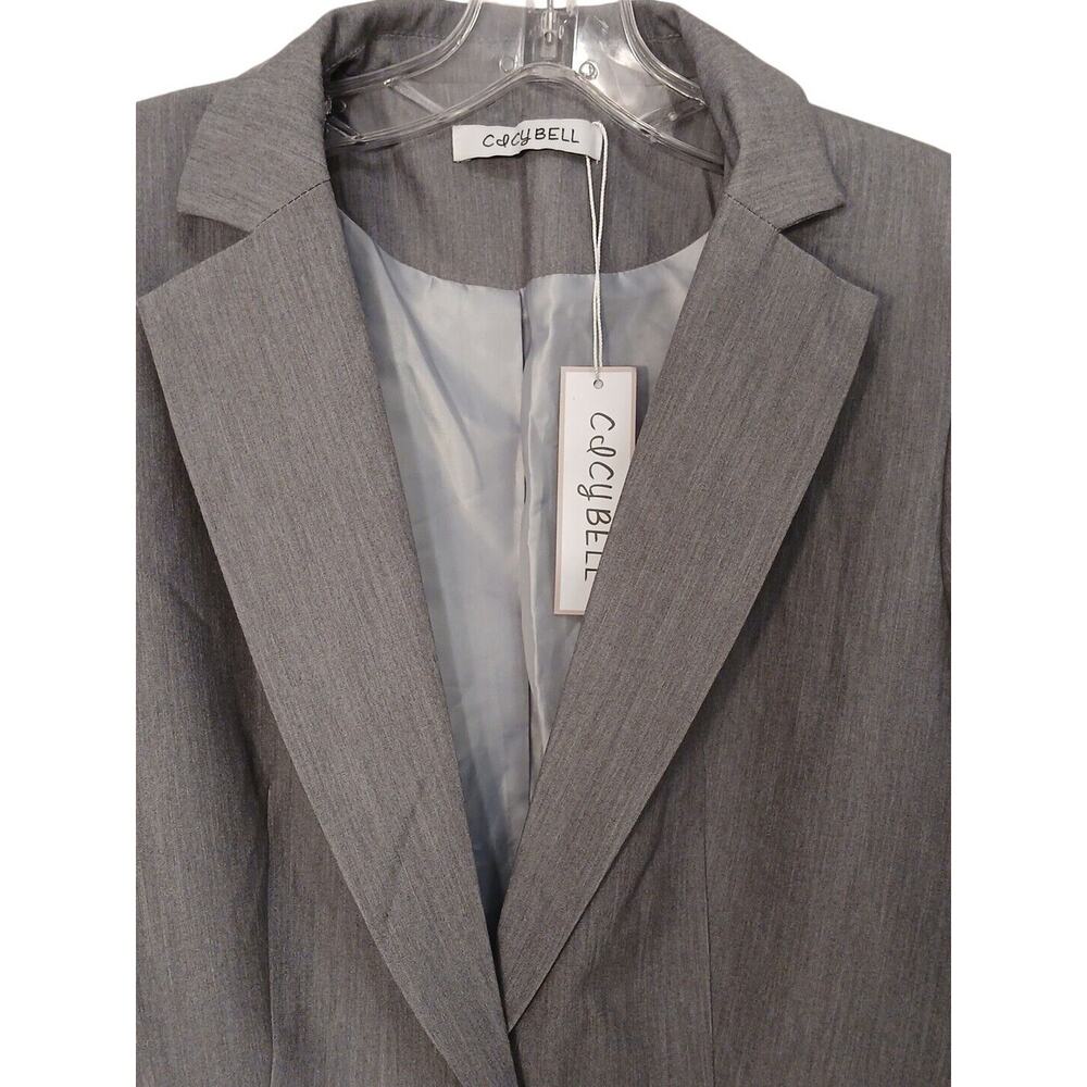 New Cicy Bell Blazer Sz M Gray Business Casual One Button Pockets Classic Career - Picture 5 of 16